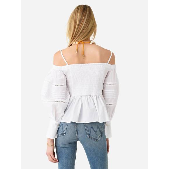 NEW JONATHAN SIMKHAI whitney puff sleeve top in white - Picture 3 of 3